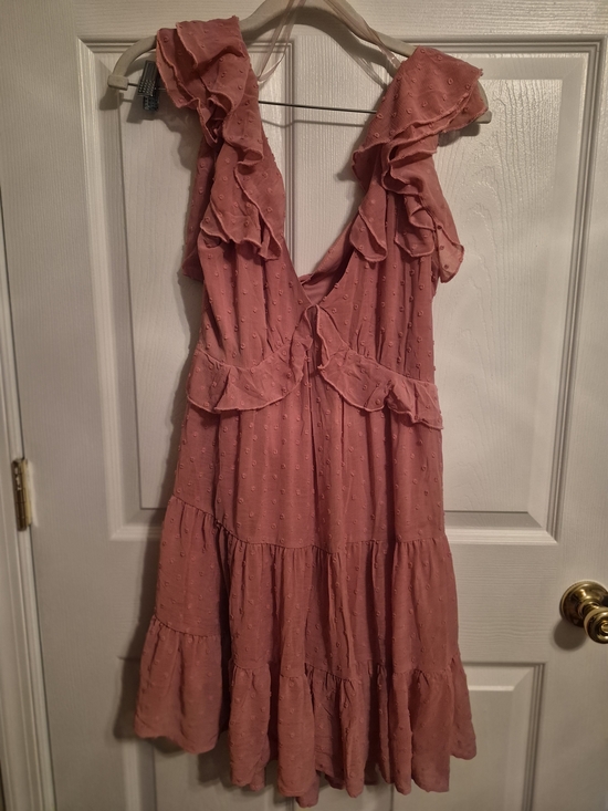 Trixxi Dresses & Skirts - Trixxi Dusty Rose Ruffled V-Neck Mini Dress